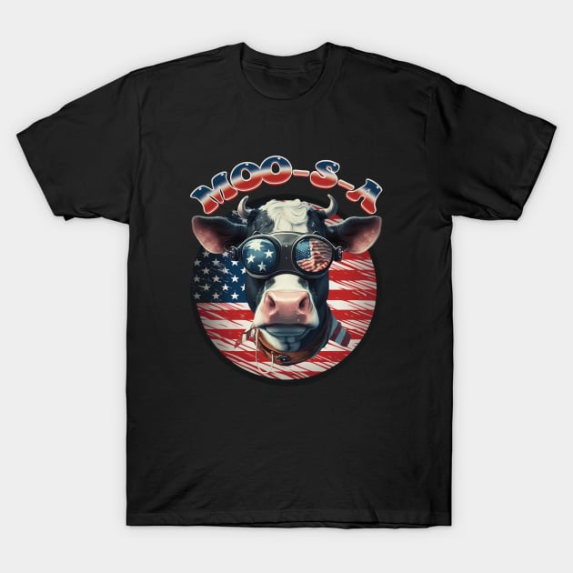 Patriotic USA Cow- Celebrate Animals and America T-Shirt by RailoImage